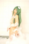 bathroom bathtub cosplay green_hair hanamura_misaki kochiya_sanae sideboob soap_suds touhou touhou_kinbauchou wet rating:Safe score:1 user:nil!