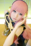 blouse cosplay detached_sleeves headset karu megurine_luka pink_hair skirt vocaloid rating:Safe score:0 user:nil!