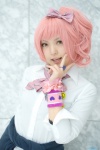 arinko blouse cosplay hairbow idolmaster idolmaster_cinderella_girls jougasaki_mika pink_eyes pink_hair sweater tie rating:Safe score:0 user:pixymisa