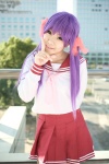 cosplay hairbows hair_ribbons hiiragi_kagami kanaezaki_shino lucky_star purple_hair sailor_uniform school_uniform twintails rating:Safe score:1 user:nil!