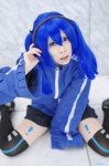 blue_hair cosplay ene headphones kagerou_project mashiro_ayaki pantyhose pleated_skirt print_legwear sheer_legwear skirt thighhighs track_jacket twintails zettai_ryouiki rating:Safe score:1 user:nil!