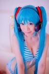 aqua_hair bathroom bathtub bikini cleavage cosplay hatsune_miku headset mashiro_yuki project_diva swimsuit twintails vocaloid rating:Safe score:0 user:nil!