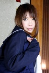 cosplay dead_or_alive higurashi_rin kasumi_(doa) kunoichi ninjin pleated_skirt ponytail sailor_uniform school_uniform skirt skirt_lift rating:Safe score:1 user:nil!