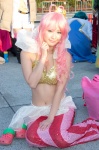 beads bikini_top cleavage cosplay ichigosaki_maron one_piece pink_hair princess_shirahoshi swimsuit tail tiara rating:Safe score:1 user:pixymisa