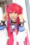 angel_beats! ayano_yuura belts bow chains collar cosplay hair_ribbons red_hair sailor_uniform scarf school_uniform twintails yui_(angel_beats!) rating:Safe score:0 user:pixymisa