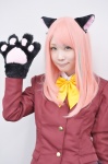 animal_ears blazer blouse cat_ears cosplay hashimoto_nyaa multi-colored_hair osomatsu-kun osomatsu-san paw_gloves school_uniform you_(ii) rating:Safe score:0 user:nil!