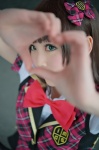 <3 amami_haruka blouse blue_eyes bowtie cosplay green_eyes idolmaster karin_(iv) vest rating:Safe score:0 user:pixymisa