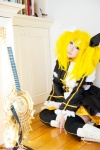 blonde_hair boots cosplay detached_sleeves dress guitar hairbow kagamine_rin leggings meltdown_(vocaloid) saku scene_ever_4 twintails vocaloid rating:Safe score:0 user:nil!