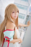 asuna_(sao) blonde_hair blouse braid cosplay neko sword_art_online rating:Safe score:0 user:pixymisa