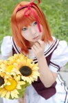 cosplay fuyou_kaede hairband hair_ribbon miniskirt natsume_megumi orange_hair pleated_skirt sailor_uniform school_uniform shuffle! skirt sunflowers rating:Safe score:0 user:nil!