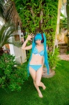 aqua_hair bikini cleavage cosplay hatsune_miku headset mashiro_yuki project_diva swimsuit twintails vocaloid rating:Safe score:1 user:nil!