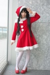 cosplay k-on! nakano_azusa nana_(iv) pantyhose santa_costume stocking_cap twintails white_legwear rating:Safe score:5 user:pixymisa