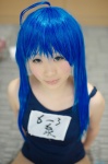 ahoge blue_hair braid cosplay izumi_konata kinuka lucky_star pantyhose school_swimsuit swimsuit rating:Safe score:2 user:nil!