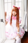 animal_ears apron bows bowtie bracelet cat_ears cosplay maid maid_uniform mashiro_yuki original thighhighs wristband zettai_ryouiki rating:Safe score:2 user:pixymisa