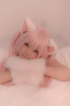 animal_ears bed cat_ears cosplay enacat_(white_version) enako original paw_gloves pink_hair twintails rating:Safe score:0 user:nil!