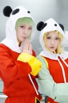 blonde_hair blouse changpao cosplay green_hair gumi kagamine_rin panda_hat qipao shorts vocaloid yuima yumeo rating:Safe score:0 user:nil!