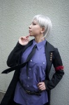 aoi_mameta cosplay dress_shirt jacket silver_hair tie trousers umineko_no_naku_koro_ni ushiromiya_kyrie rating:Safe score:0 user:nil!