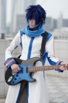 blue_hair coat cosplay crossplay default_costume guitar haiji kaito microphone scarf trousers vocaloid rating:Safe score:1 user:nil!