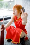 cosplay gintama hair_pods kagura kanda_midori orange_hair pantyhose qipao umbrella rating:Safe score:5 user:nil!