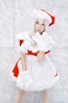animal_ears apron cat_ears cosplay dress gloves paw_gloves santa_costume stocking_cap tagme_character tagme_series white_hair you_(ii) rating:Safe score:0 user:nil!