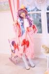 amatsuka_miyu cosplay dress glasses hat patchouli_knowledge purple_hair robe stuffed_animal thighhighs touhou rating:Safe score:0 user:nil!