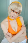 blonde_hair cleavage cosplay glasses hairband halter_top kirara_victoria_von_frankenstein scarf trousers wakame zone-00 rating:Safe score:2 user:nil!