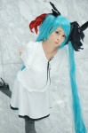 aqua_hair cosplay dress hairbow hatsune_miku pokemaru thighhighs twintails vocaloid world_is_mine_(vocaloid) rating:Safe score:1 user:nil!