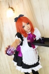 apron black_legwear cosplay dress hairbow higurashi_ran love_live!_school_idol_project maid maid_uniform m_vol.1 nishikino_maki red_hair thighhighs rating:Safe score:0 user:nil!