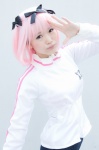 aisu bloomers cosplay hairbows hibari_(senran_kagura) pink_hair senran_kagura track_jacket rating:Safe score:1 user:pixymisa