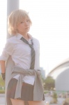 blonde_hair blouse cosplay original pleated_skirt school_uniform side_ponytail sikyou_ituya skirt tie rating:Safe score:0 user:xkaras