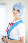 ayanami_rei blue_hair cosplay neon_genesis_evangelion sailor_uniform saya school_uniform rating:Safe score:0 user:nil!