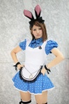animal_ears apron ayakawa_hinako bunny_ears cosplay cuffs hairbow idolmaster maid maid_uniform minase_iori thighhighs zettai_ryouiki rating:Safe score:0 user:pixymisa