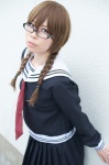 biko_mio cosplay durarara!! glasses orihara_kururi pleated_skirt sailor_uniform school_uniform skirt twin_braids rating:Safe score:0 user:nil!