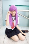 cosplay gintama glasses kneesocks looking_over_glasses namada purple_hair sailor_uniform sarutobi_ayame school_uniform rating:Safe score:1 user:darkgray