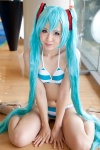 aqua_hair bikini cosplay hatsune_miku headset kishimen pantyhose project_diva swimsuit twintails vocaloid rating:Safe score:0 user:pixymisa