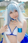 bikini blue_hair choker cosplay fin_ears galzoo_island kaeruru side-tie_bikini swimsuit tail umi_no_sachi rating:Safe score:0 user:nil!