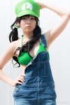 bikini_top cosplay hat hiiragi_mayon luigi overalls super_mario_bros swimsuit twintails rating:Safe score:2 user:pixymisa