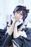 apron cosplay dress gloves hairband hana_(ii) love_live!_school_idol_project maid maid_uniform pantyhose purple_hair toujou_nozomi twintails white_legwear rating:Safe score:0 user:nil!