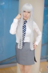 blouse cosplay jormungand keito koko_hekmatyar miniskirt pantyhose skirt tie white_hair rating:Safe score:0 user:nil!