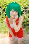 ahoge aqua_hair cosplay macross macross_frontier mamilina overalls ranka_lee tubetop rating:Safe score:0 user:nil!