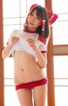 bra buruma cosplay gym_uniform hairbow hakurei_reimu higurashi_rin kneesocks shirt_lift shorts striped touhou rating:Questionable score:2 user:Beako