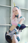armor cosplay croptop fan gloves horn kirin_(armor) monster_hunter monster_hunter_frontier pink_hair usagizaka_usako rating:Safe score:0 user:nil!