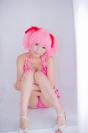 bikini_top cosplay hair_ribbons kaname_madoka mashiro_yuki miniskirt pink_hair puella_magi_madoka_magica skirt swimsuit twintails rating:Safe score:0 user:nil!