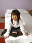bed blouse costume matsunaga_ayaka miniskirt pleated_skirt school_uniform skirt thighhighs zettai_ryouiki rating:Safe score:1 user:nil!