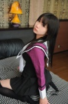 bed black_legwear chocoball cosplay dress i"s school_uniform seifuku_joshi thighhighs tie yoshizuki_iori zettai_ryouiki rating:Safe score:0 user:nil!