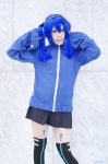 blue_hair cosplay ene headphones kagerou_project mashiro_ayaki pantyhose pleated_skirt print_legwear sheer_legwear skirt thighhighs track_jacket twintails zettai_ryouiki rating:Safe score:0 user:nil!