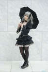 black_legwear choker cosplay dress hairbow idolmaster idolmaster_cinderella_girls kanzaki_ranko pantyhose shaa silver_hair twintails umbrella rating:Safe score:4 user:nil!