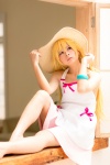 bakemonogatari blonde_hair cosplay dress nisemonogatari oshino_shinobu straw_hat suu rating:Safe score:4 user:pixymisa