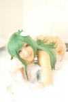 bathroom bathtub cosplay green_hair hanamura_misaki kochiya_sanae soap_suds touhou touhou_kinbauchou wet rating:Questionable score:1 user:nil!