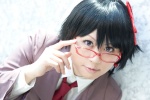 blazer blouse corpse_party_blood_covered cosplay glasses headdress looking_over_glasses misaki saenoki_naho tie rating:Safe score:0 user:pixymisa